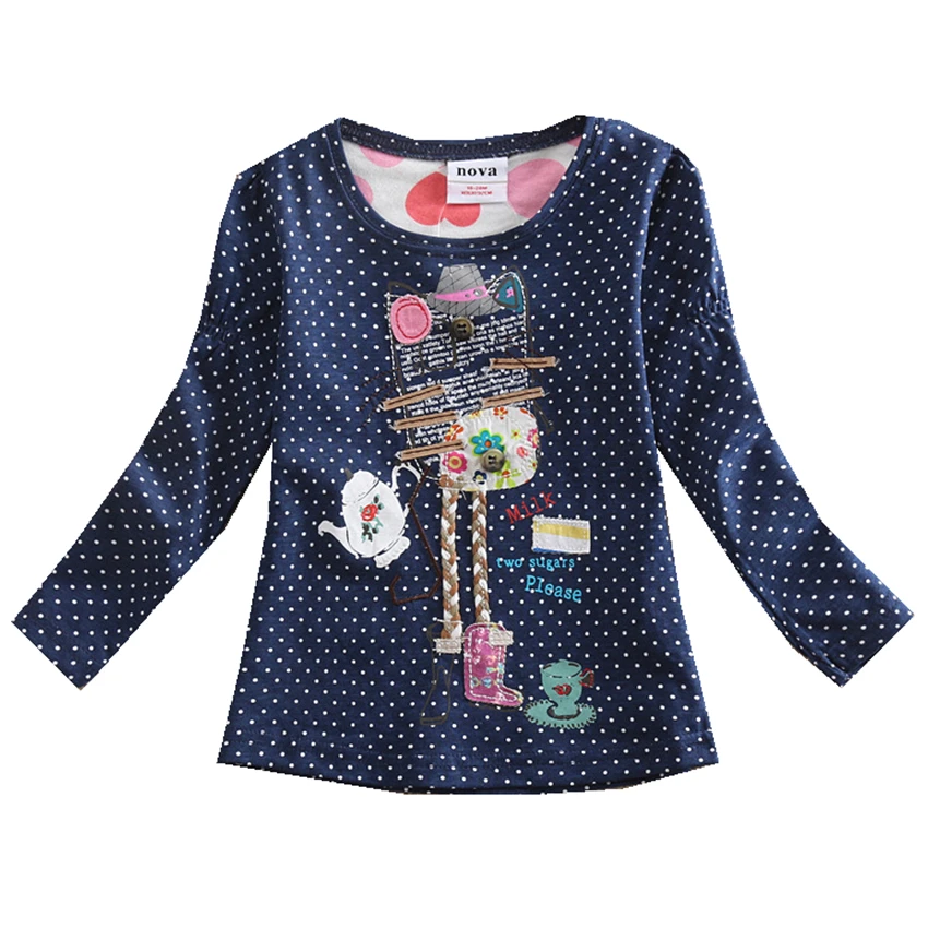Baby Girl clothes Nova o-neck cotton child clothes fashion dot print embroidery cartoon pattern girl long sleeve t-shirt F2101
Baby Girl clothes Nova o-neck cotton child clothes fashion dot print embroidery cartoon pattern girl long sleeve t-shirt F2101