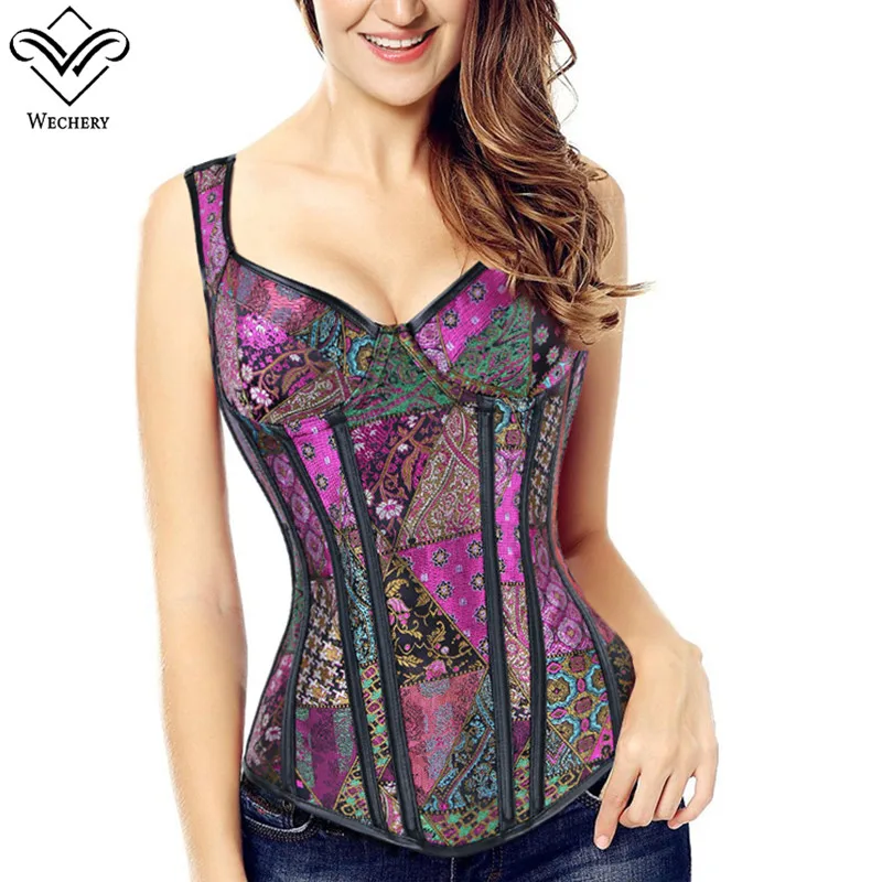 Wechery Lace Up Corset Sexy Floral Plus Size S-6XL Corset Top Women Steam Punk Binder Purple Blue White Black Bustier Tops
Wechery Lace Up Corset Sexy Floral Plus Size S-6XL Corset Top Women Steam Punk Binder Purple Blue White Black Bustier Tops