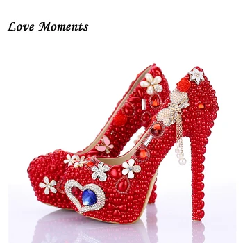 Love Moments Red Pearl woman platform shoes Fashion Beads Party shoes shallow round toe high heel Wedding shoes ankle strap shoe
Love Moments Red Pearl woman platform shoes Fashion Beads Party shoes shallow round toe high heel Wedding shoes ankle strap shoe