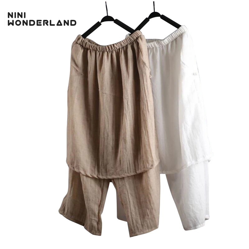 NINI WONDERLAND Summer Women Cotton Loose Wide Leg Casual Pants Elastic Waist Solid Color Casual Pants Female Thin Trousers
NINI WONDERLAND Summer Women Cotton Loose Wide Leg Casual Pants Elastic Waist Solid Color Casual Pants Female Thin Trousers