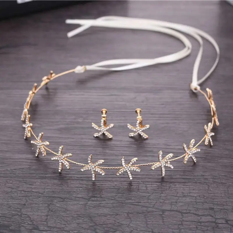Korean Wedding Bridal Headband Glitter Rhinestone Starfish Long Ribbon Hair Hoop Beach Vacation DIY Styling Crown With Earrings
Korean Wedding Bridal Headband Glitter Rhinestone Starfish Long Ribbon Hair Hoop Beach Vacation DIY Styling Crown With Earrings
