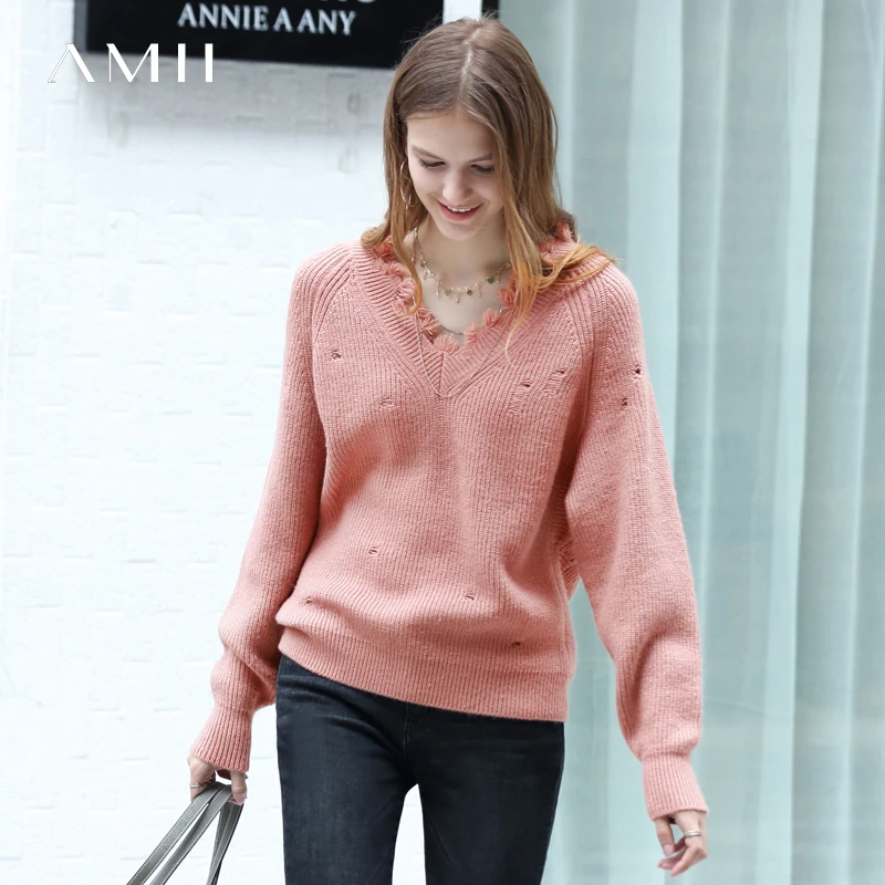 Amii Minimalist V Neck Sweater Women 2019 Autumn Causal Long Sleeve Loose Solid Tassel Hole Female Vintage Knitted Sweater
Amii Minimalist V Neck Sweater Women 2019 Autumn Causal Long Sleeve Loose Solid Tassel Hole Female Vintage Knitted Sweater