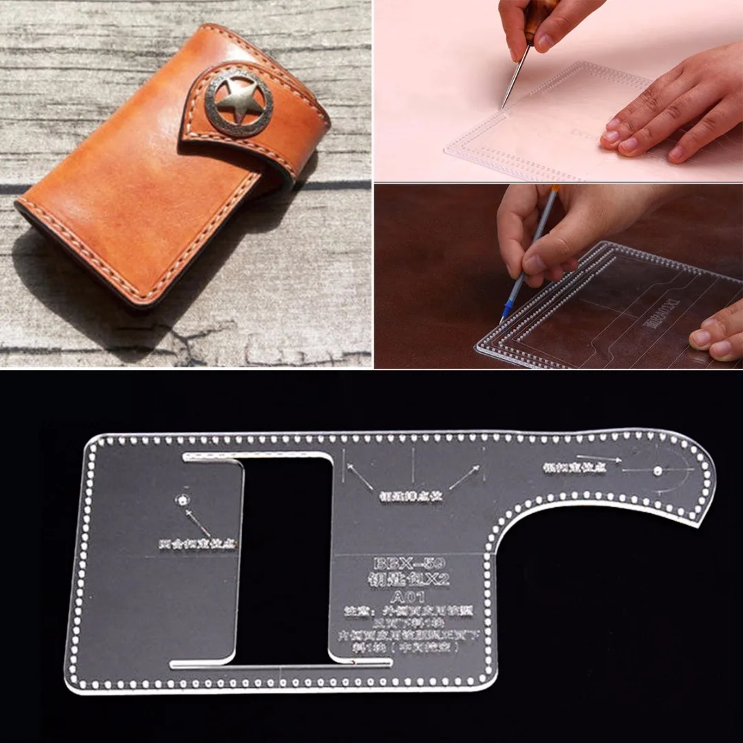 1pc Acrylic Template Pattern 115*70mm Key Chain Case Holder Wallets Soft Leather Craft Pattern DIY Stencil for Handcrafts Lovers