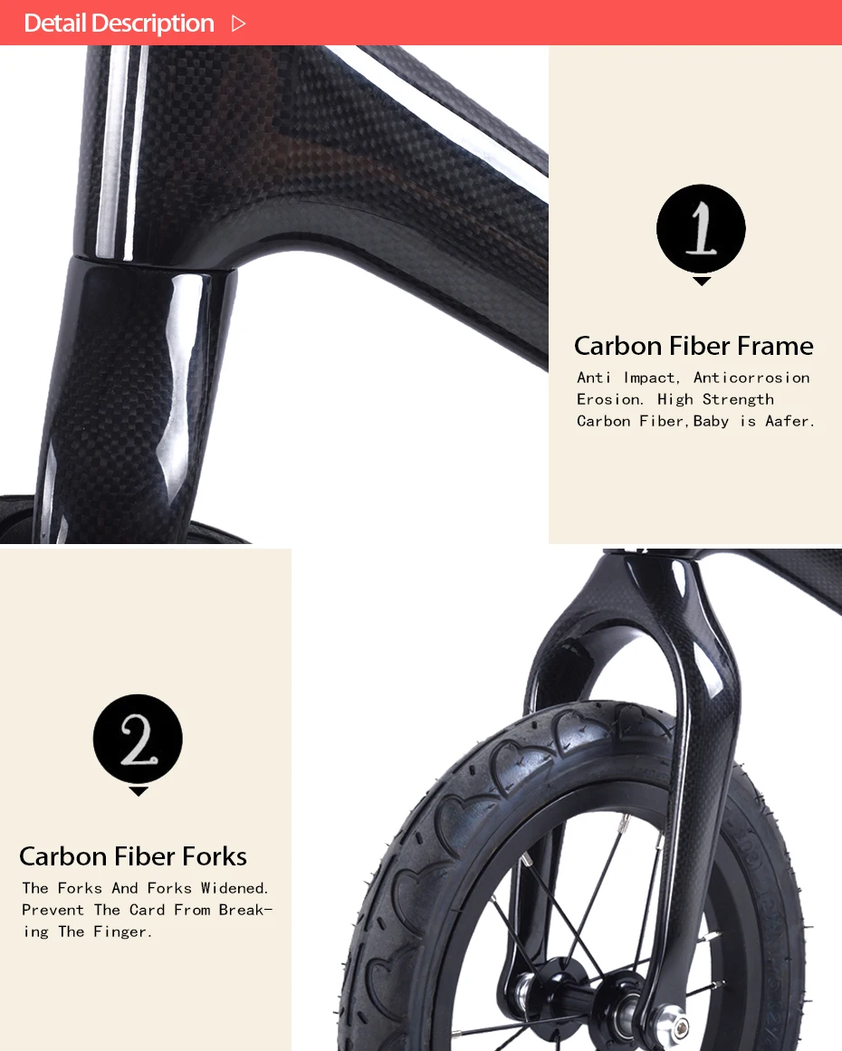 Clearance 2019 Carbon Fiber Children complete bike 12inch Kids Balance Bike No Pedal Baby Bicycle Fits children from 18 months to 6 years 18