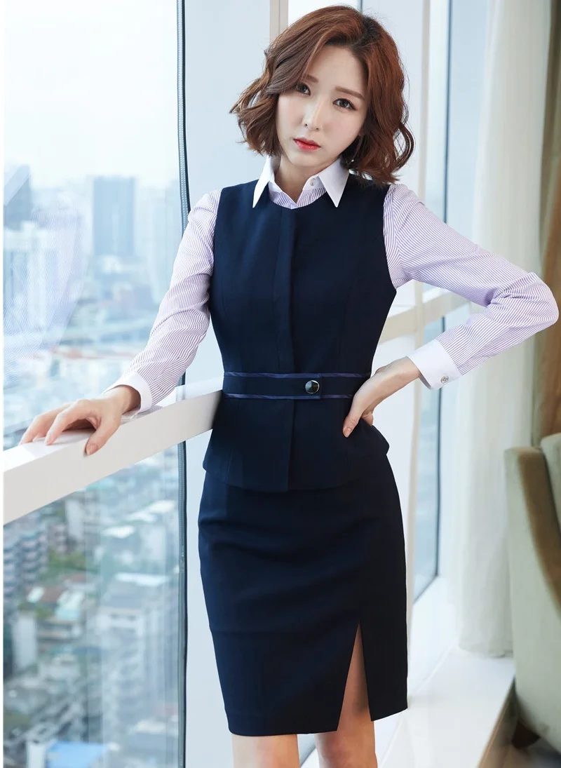FashionTwo Piece Women Business Suits with Skirt and Top Sets Blue Vest & Waistcoat Ladies Office Uniforms Styles
FashionTwo Piece Women Business Suits with Skirt and Top Sets Blue Vest & Waistcoat Ladies Office Uniforms Styles