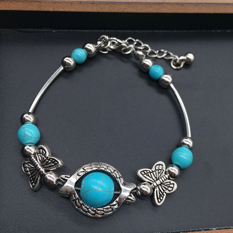 Classic Bracelet Natural Color Stone Retro Butterfly Turquoises Beaded Bracelets for Women Jewelry Gifts 2019 New Boho Bracelest
Classic Bracelet Natural Color Stone Retro Butterfly Turquoises Beaded Bracelets for Women Jewelry Gifts 2019 New Boho Bracelest