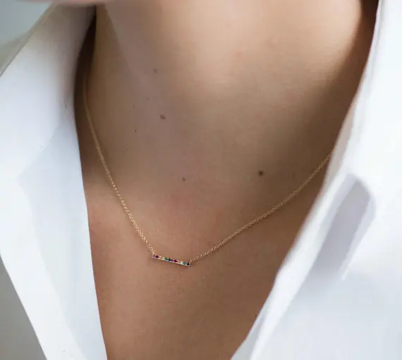 dainty geometric necklace with rainbow cz paved bar charm 925 sterling silver minimal delicate jewelry
dainty geometric necklace with rainbow cz paved bar charm 925 sterling silver minimal delicate jewelry