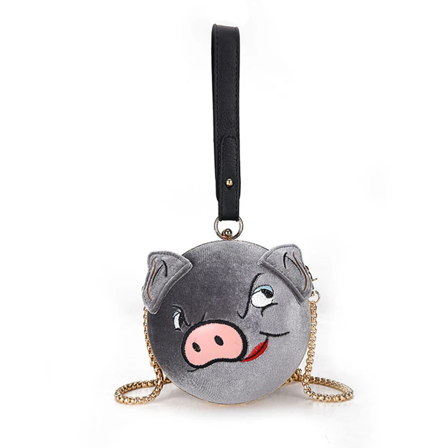 Cute Funny Velvet Piggy Shape Embroidered Round Chain Shoulder Bag Women Handbag Purse Mini Small Ladies Crossbody Messenger Bag
Cute Funny Velvet Piggy Shape Embroidered Round Chain Shoulder Bag Women Handbag Purse Mini Small Ladies Crossbody Messenger Bag