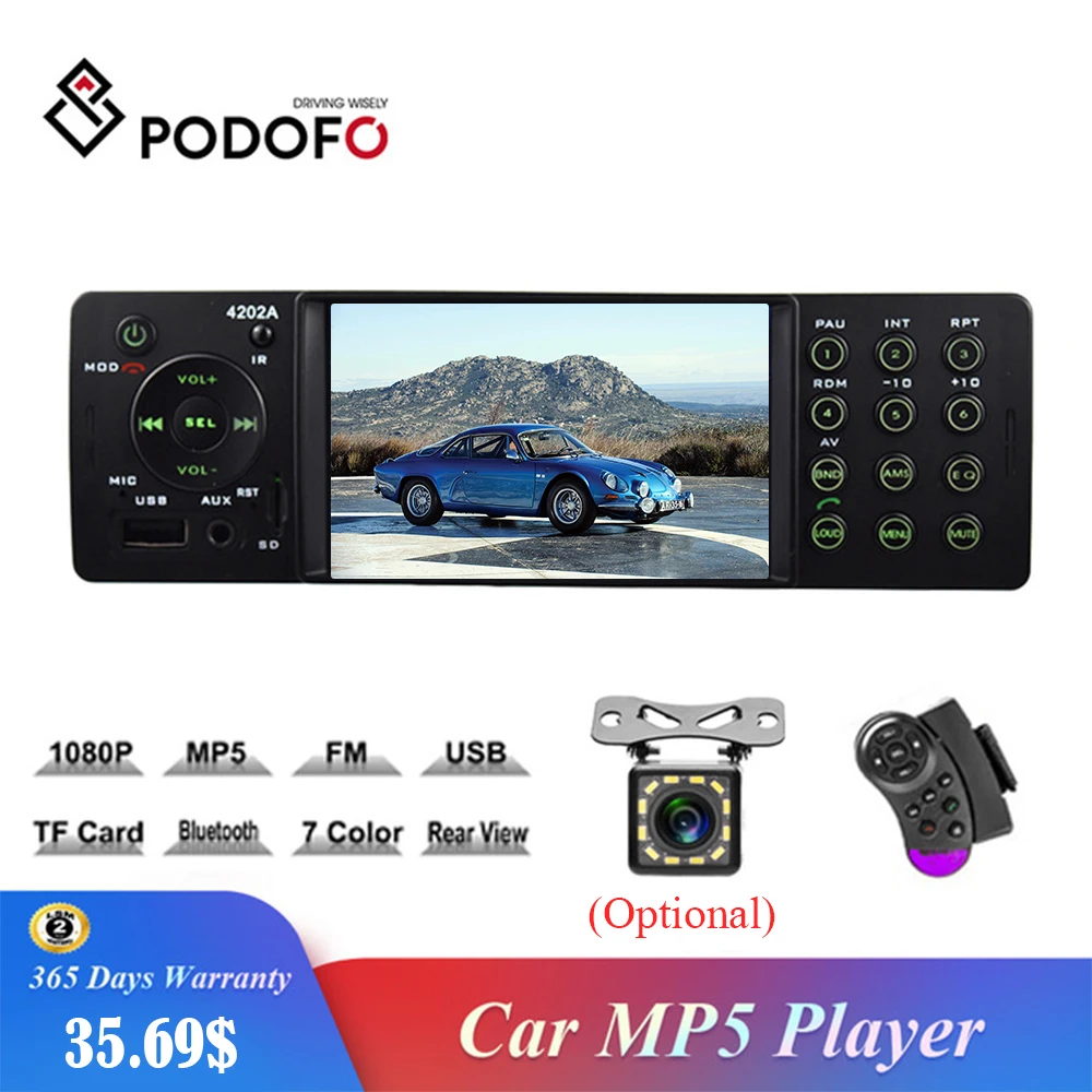 Podofo 1 din Car Radio Autoradio Stereo with 4 Inch HD Digital Screen MP5 Player USB TF AUX FM Bluetooth Car Multimedia Player
Podofo 1 din Car Radio Autoradio Stereo with 4 Inch HD Digital Screen MP5 Player USB TF AUX FM Bluetooth Car Multimedia Player