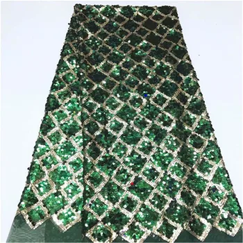 Sequins Net Lace Fabric 2019 green gpld High Quality African Mesh Wedding Bride Dress Sewing Sequined Embroidered Material
Sequins Net Lace Fabric 2019 green gpld High Quality African Mesh Wedding Bride Dress Sewing Sequined Embroidered Material