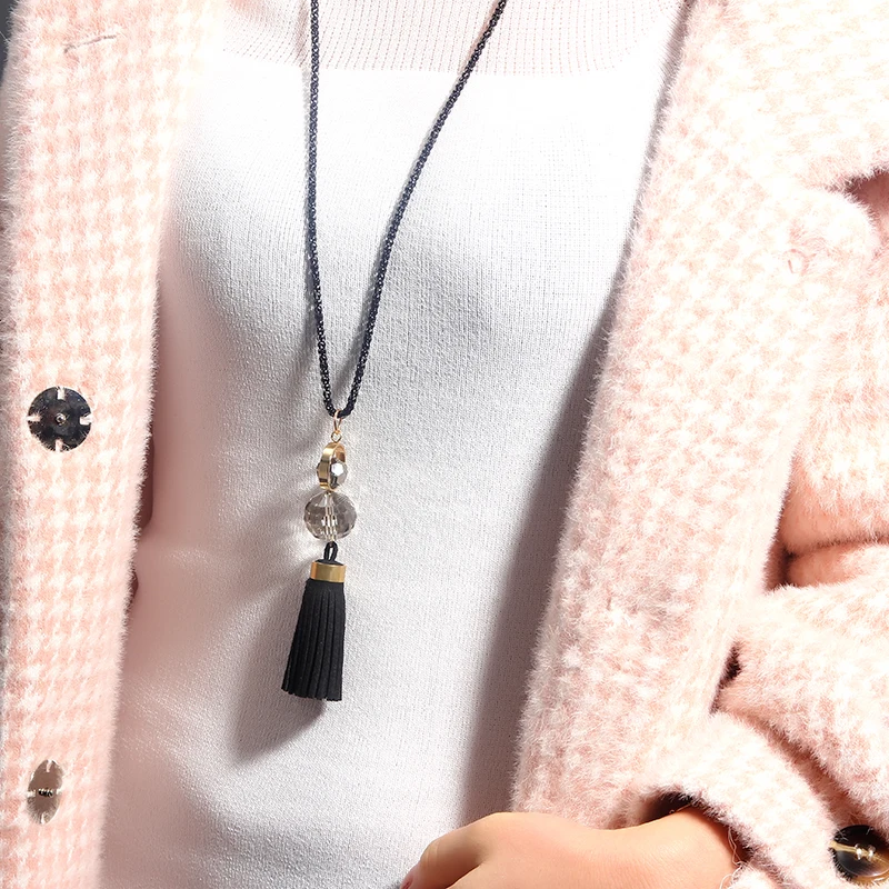 SUKI Long Necklace Jewelry Acrylic Crystal Stone Pendant Long Popcron Chain Leather Tassel Charm Spring Sweater Dangle Necklaces
SUKI Long Necklace Jewelry Acrylic Crystal Stone Pendant Long Popcron Chain Leather Tassel Charm Spring Sweater Dangle Necklaces