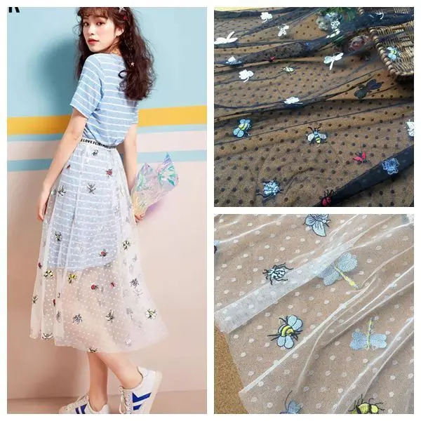 150cm Wide Exquisite Mesh Insect Pattern Embroidery Fine Lace Fabric DIY Children's Clothing Skirt Gift Home Textile Accessories
150cm Wide Exquisite Mesh Insect Pattern Embroidery Fine Lace Fabric DIY Children's Clothing Skirt Gift Home Textile Accessories