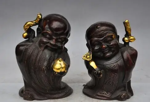 S2666 8"Mark China Bronze gilt Long Life Longevity Shouxing God Wife Star Pair Statue
S2666 8"Mark China Bronze gilt Long Life Longevity Shouxing God Wife Star Pair Statue