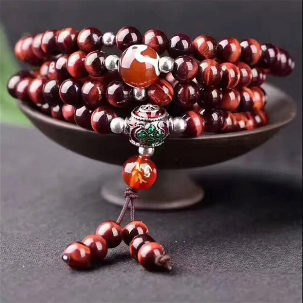 Special Natural Red Tiger Eye Stone Bracelet Buddhist 108 Mala Prayer Bracelets Women Men Energy Stone Hand String Fine Jewelry
Special Natural Red Tiger Eye Stone Bracelet Buddhist 108 Mala Prayer Bracelets Women Men Energy Stone Hand String Fine Jewelry