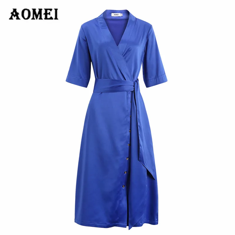 Woman Dress Half Sleeve Blue Ladies Fashion A Line High Waist with Sashes V Neck Casual Robes Solid Color Spring Summer Fashion
Woman Dress Half Sleeve Blue Ladies Fashion A Line High Waist with Sashes V Neck Casual Robes Solid Color Spring Summer Fashion
