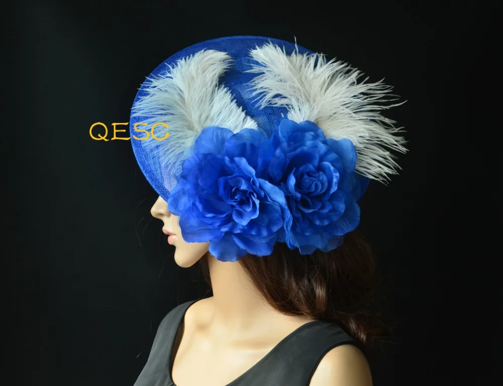 Large royal blue ivory feather fascinator Sinamay fascinator silk flower disc fascinator hat for party wedding derby races.
Large royal blue ivory feather fascinator Sinamay fascinator silk flower disc fascinator hat for party wedding derby races.