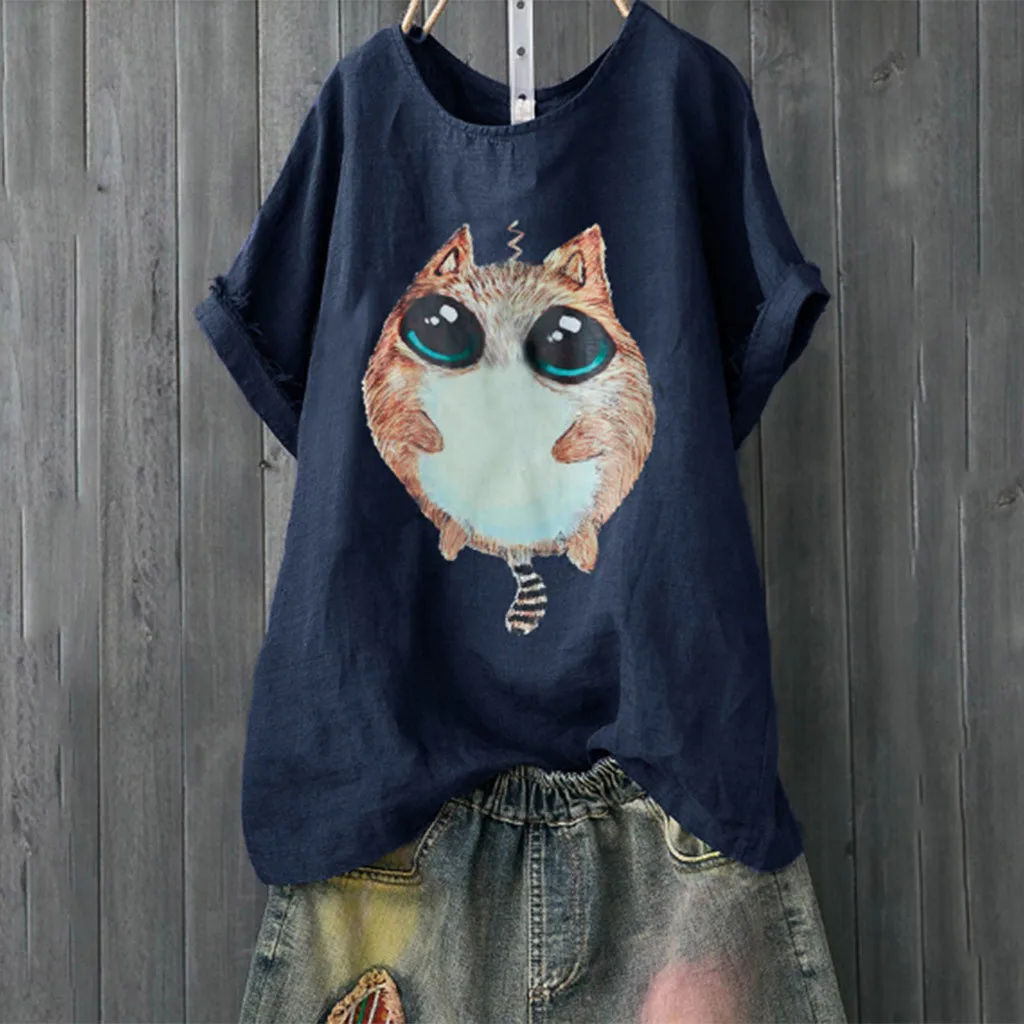 Women blouse harajuku kawaii Plus Size cute cat Printed Loose Linen females summer casual fashion Shirt Blouse ladies Tops#G8
Women blouse harajuku kawaii Plus Size cute cat Printed Loose Linen females summer casual fashion Shirt Blouse ladies Tops#G8