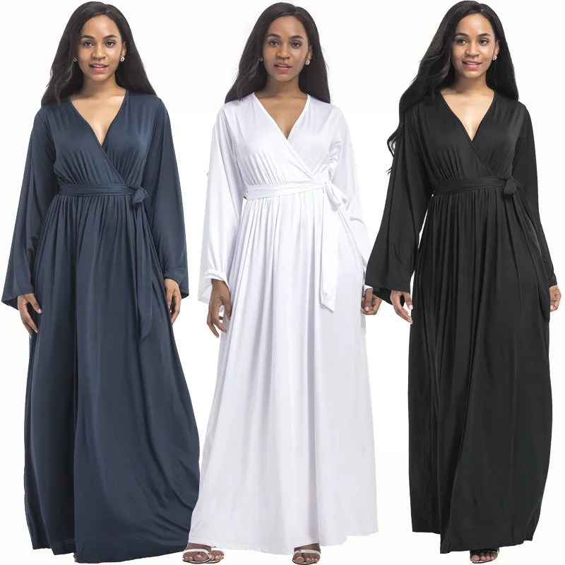 New autumn North America popular fashion personality large size loose belt solid color long-sleeved sexy fat MM ladies dress
New autumn North America popular fashion personality large size loose belt solid color long-sleeved sexy fat MM ladies dress