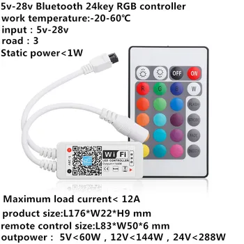LED Mini bluetooth WiFi RGB Controller 24Key IR Remote Controller for 3528 5050 LED Strip new
LED Mini bluetooth WiFi RGB Controller 24Key IR Remote Controller for 3528 5050 LED Strip new