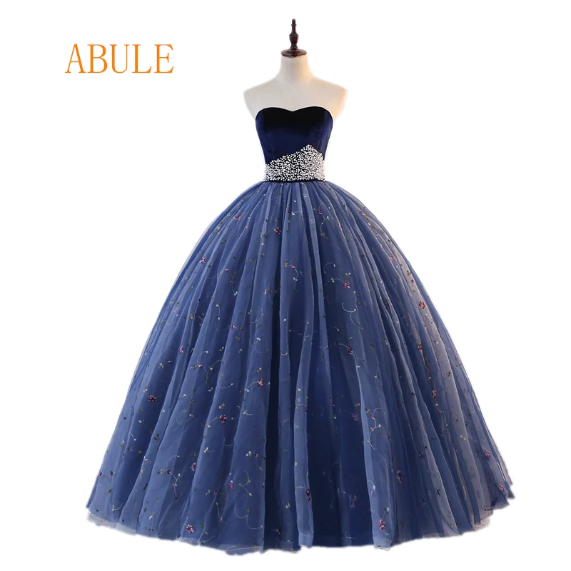 ABULE Ball Gown Quinceanera Dresses Long blue beads tulle lace up Corduroy pearls Vestidos De 15 Anos lace Prom Dress For Girls
ABULE Ball Gown Quinceanera Dresses Long blue beads tulle lace up Corduroy pearls Vestidos De 15 Anos lace Prom Dress For Girls