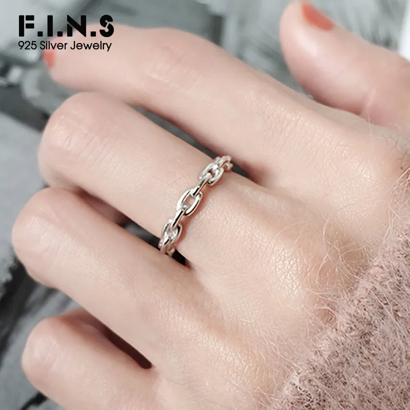 F.I.N.S Silver Ring 925 Classic Link Chain Open Cuff Adjustable Finger Ring Sterling Silver Rings for Women 2019 Korean Fashion
F.I.N.S Silver Ring 925 Classic Link Chain Open Cuff Adjustable Finger Ring Sterling Silver Rings for Women 2019 Korean Fashion
