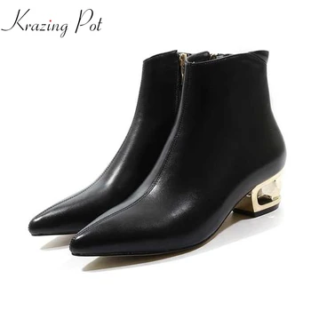 Krazing Pot genuine leather pointed toe metal strange design heels superstar boots high quality gorgeous beauty ankle boots L19
Krazing Pot genuine leather pointed toe metal strange design heels superstar boots high quality gorgeous beauty ankle boots L19
