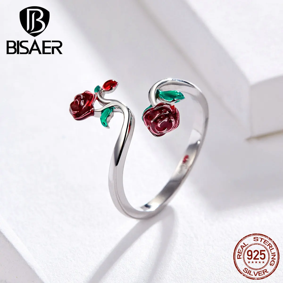 BISAER 925 Sterling Silver Rose Flower Rings Rose On Finger Adjustable Open Size Finger Rings for Women Silver Jewelry EFR051
BISAER 925 Sterling Silver Rose Flower Rings Rose On Finger Adjustable Open Size Finger Rings for Women Silver Jewelry EFR051