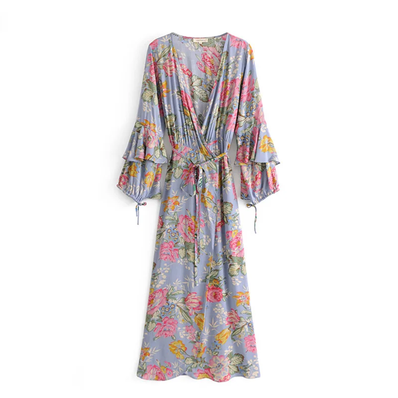 GYPSY Boho Chic Summer Vintage Floral Print Ruffles Wrap Long Dress Women Fashion Bandage V Neck Pleated Dresses Femme Vestidos
GYPSY Boho Chic Summer Vintage Floral Print Ruffles Wrap Long Dress Women Fashion Bandage V Neck Pleated Dresses Femme Vestidos