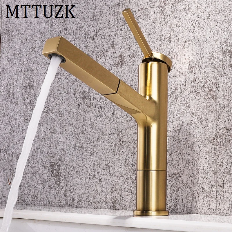 MTTUZK Твердый латунный матовый золотой выдвижной кран для ванной комнаты, кран для раковины, смеситель для холодной и горячей раковины, кран на бортике, кран с одной ручкой
MTTUZK Твердый латунный матовый золотой выдвижной кран для ванной комнаты, кран для раковины, смеситель для холодной и горячей раковины, кран на бортике, кран с одной ручкой