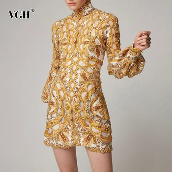 VGH Summer Beading A Line Dress For Women Stand Collar Lantern Sleeve High Waist Sexy Hollow Out Dresses Female 2020 Fashion New
VGH Summer Beading A Line Dress For Women Stand Collar Lantern Sleeve High Waist Sexy Hollow Out Dresses Female 2020 Fashion New