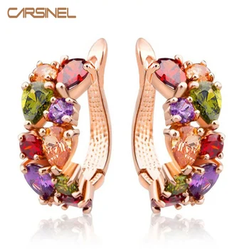 CARSINEL Luxury Rose Gold color Mona Lisa Stud Earrings For Women with Colorful Zircon Crystal Wedding Jewelry Earrings
CARSINEL Luxury Rose Gold color Mona Lisa Stud Earrings For Women with Colorful Zircon Crystal Wedding Jewelry Earrings