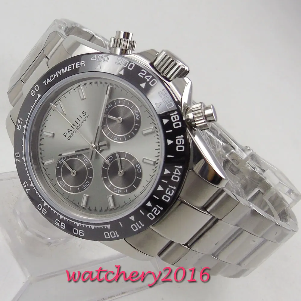 New Arrive 39mm PARNIS Grey Dial Chronograph Sapphire Glass Quartz Movement men's Watch
New Arrive 39mm PARNIS Grey Dial Chronograph Sapphire Glass Quartz Movement men's Watch