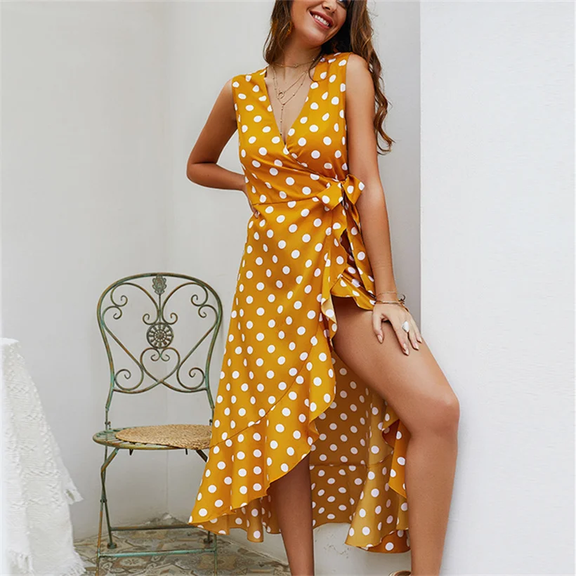 Oulylan Women Sexy V Neck Sleeveless Dress Polka Dot Beach Chiffon Dresses Boho Style Casual Party Dress Vestido
Oulylan Women Sexy V Neck Sleeveless Dress Polka Dot Beach Chiffon Dresses Boho Style Casual Party Dress Vestido