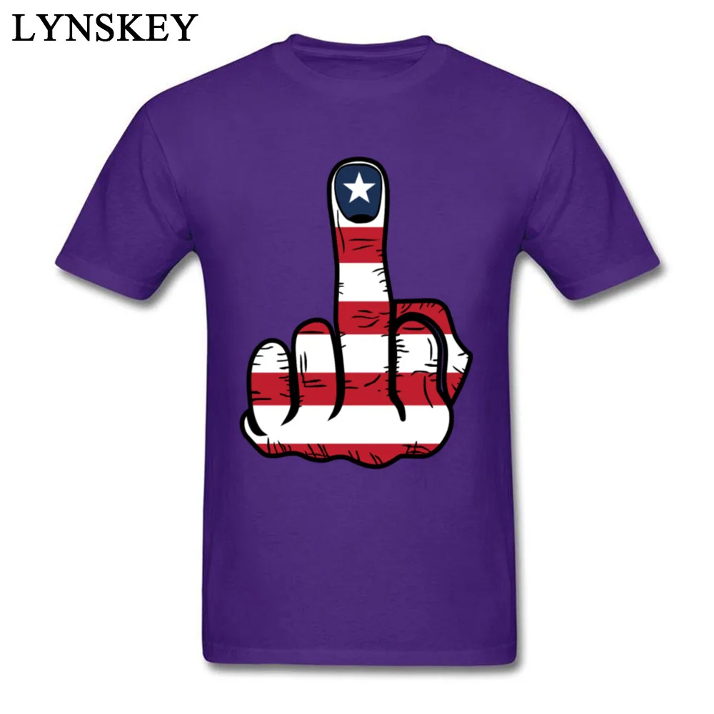 Adult Tops Tees Prevalent Classic T Shirt Pure Cotton Crewneck Short Sleeve Printed Middle Finger USA Flag Clothing Shirt Middle Finger USA Flag purple