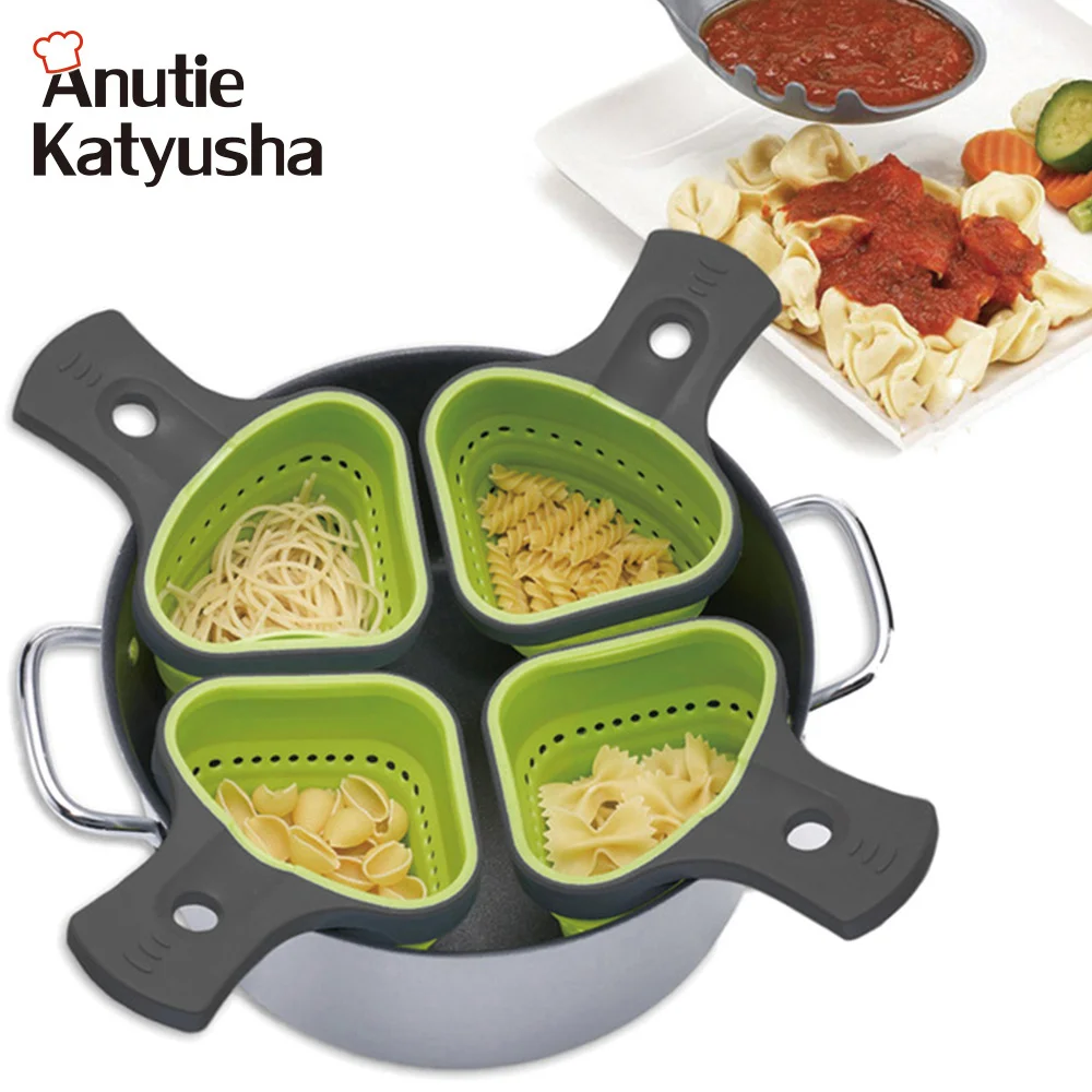 4 Pcs/set Foldable Silicone Colander Strainers Spaghetti Steps Control Baskets Kitchen Strainer With Handle Kitchen Tools
4 Pcs/set Foldable Silicone Colander Strainers Spaghetti Steps Control Baskets Kitchen Strainer With Handle Kitchen Tools