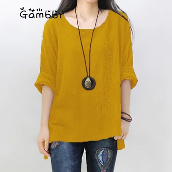 Plus Size 5XL Women Loose Cotton Linen Mori Girl Women Blouse and Top 2019 Summer O Neck Solid Fashion Vintage Shirt Bat Sleeve
Plus Size 5XL Women Loose Cotton Linen Mori Girl Women Blouse and Top 2019 Summer O Neck Solid Fashion Vintage Shirt Bat Sleeve