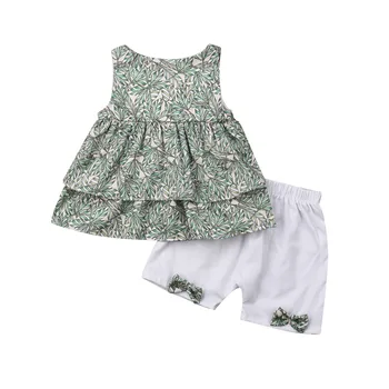 2Pcs Toddler Kid Baby Girl Tops Leaves Print Ruffle High Waist Dress Bow Short pants Sunsuit Outfit Clothes Set
2Pcs Toddler Kid Baby Girl Tops Leaves Print Ruffle High Waist Dress Bow Short pants Sunsuit Outfit Clothes Set