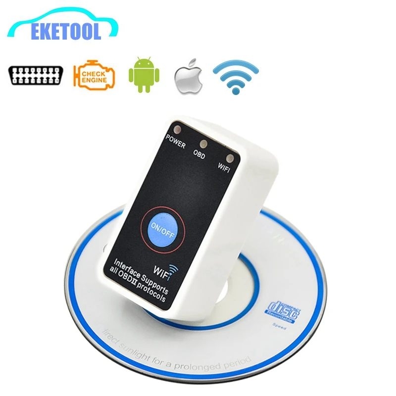 Поддерживает все протоколы OBD2 Wi-Fi ELM327 с выключателем питания работает iOS/Android ELM 327