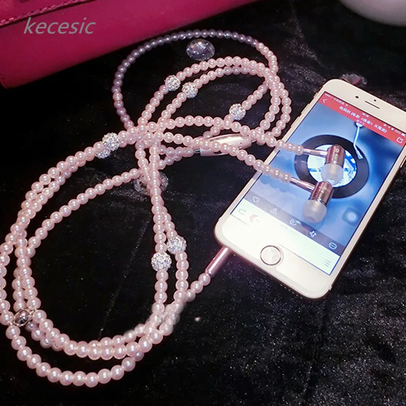 kecesic Fashion Bling Diamond Pearl Necklace Chain Earphone Stereo Earphones With Mic For iphone Samsung PC Elegant Style
kecesic Fashion Bling Diamond Pearl Necklace Chain Earphone Stereo Earphones With Mic For iphone Samsung PC Elegant Style