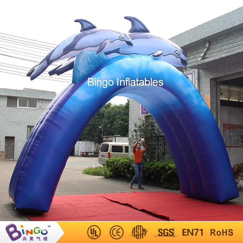 Image Water Park outdoor toys Arch type inflatable dolphin with free kits