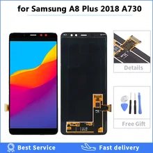 Écran LCD pour Samsung Galaxy A8 Plus 2018 A730 A730F A730X affichage tactile numériseur remplacement LCD peut ajuster la qualité AMOLED=