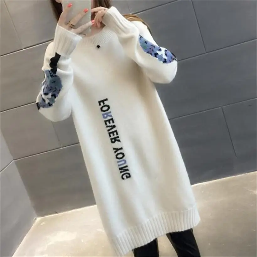 2019 new hot sale women's spring autumn o-neck knitted sweaters dresses woman long style letter sweater dress 4 colors
2019 new hot sale women's spring autumn o-neck knitted sweaters dresses woman long style letter sweater dress 4 colors