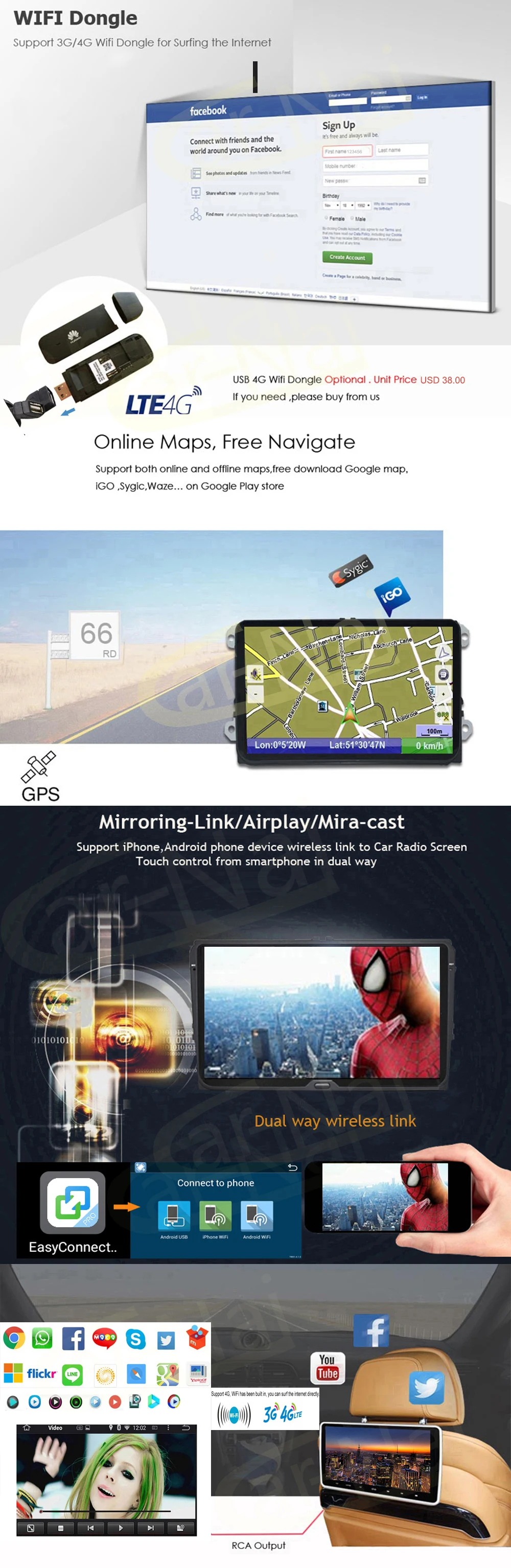 Perfect Android 8.1 Car Radio GPS Navigation Player for Honda Fit 2007-2013 Car Stereo Multimedia Video Head Unit Wifi Bluetooth Scree 3