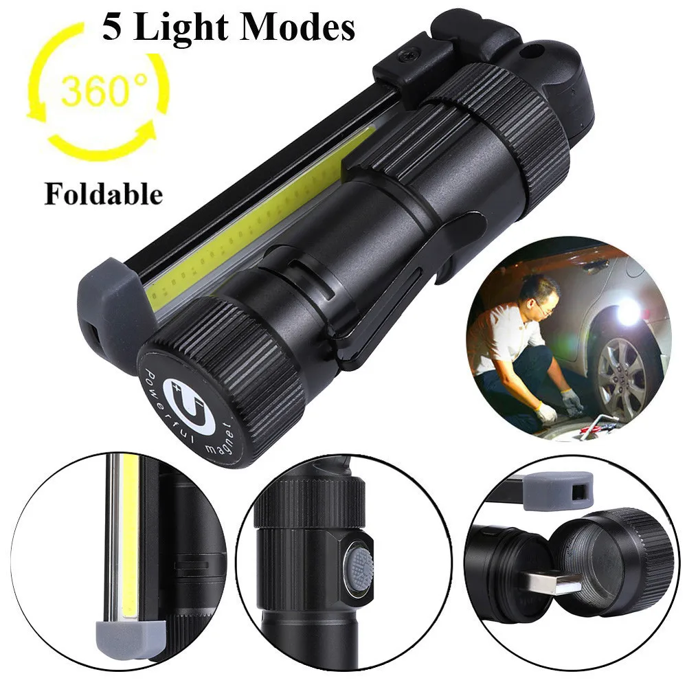 New 5 Light Modes Working Lamp Foldable COB+LED Rechargeable Magnetic Torch Flexible Inspection Work Light Cordless Worklight
New 5 Light Modes Working Lamp Foldable COB+LED Rechargeable Magnetic Torch Flexible Inspection Work Light Cordless Worklight