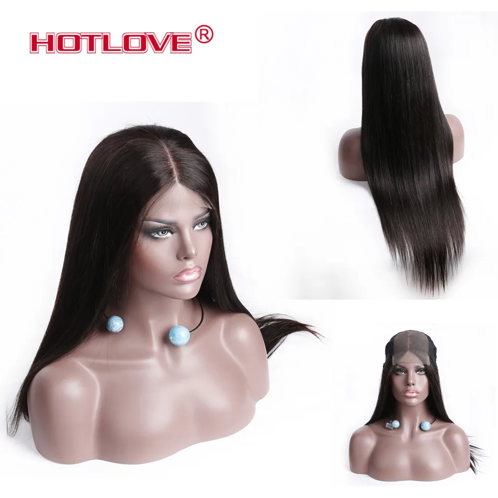 Фото Lace Front Human Hair Wigs Brazilian Remy Straight 4*4 Frontal For Women 150% Density | Шиньоны и парики