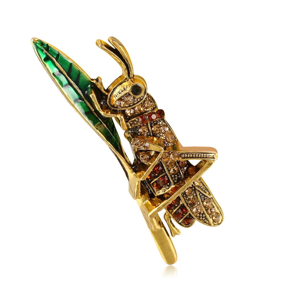 New Alloy Retro Gold Rhinestone Grasshopper Insect Brooches Women Men's Green Enamel Leaf Banquet Weddings Party elegant Brooch
New Alloy Retro Gold Rhinestone Grasshopper Insect Brooches Women Men's Green Enamel Leaf Banquet Weddings Party elegant Brooch