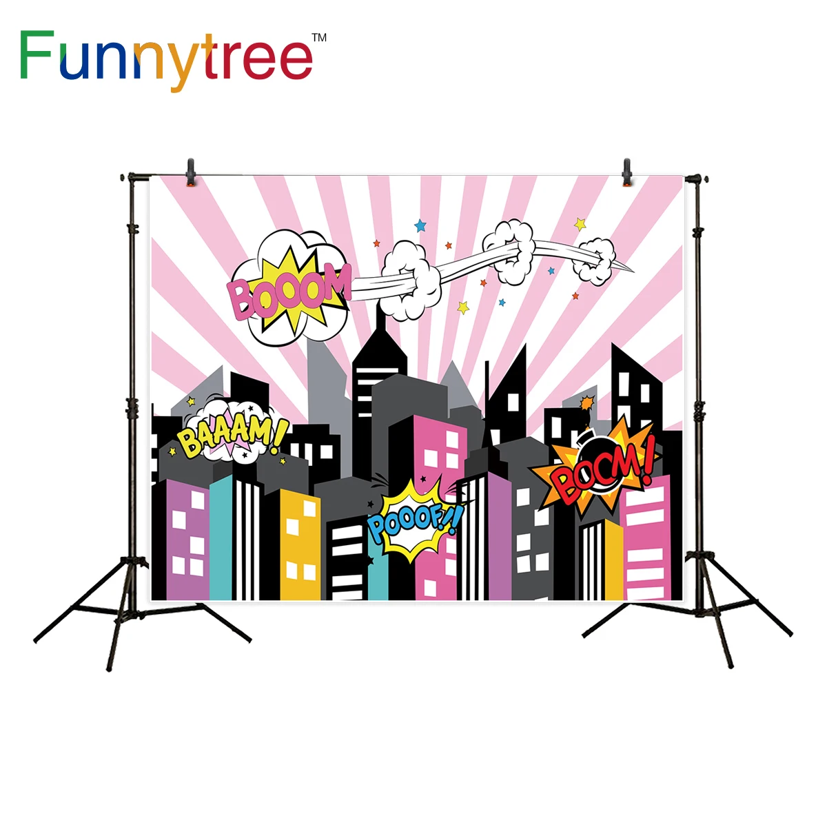 Фон для фотосъемки Funnytree с изображением розового героя мультфильма Бум девочки