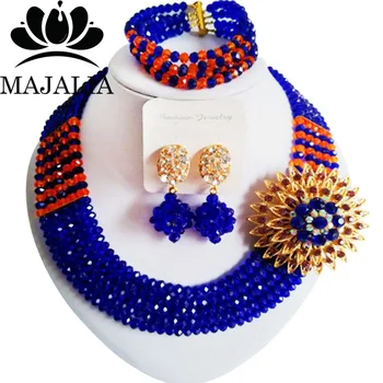 Majalia Classic Nigerian Wedding African Jewelery Set Royal Blue and Orange Crystal Necklace Bride Jewelry Sets 5XC021
Majalia Classic Nigerian Wedding African Jewelery Set Royal Blue and Orange Crystal Necklace Bride Jewelry Sets 5XC021