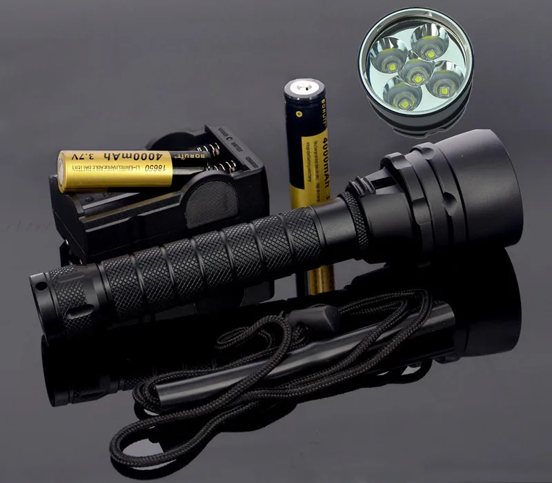 2015 New 8000 Lumen Underwater Flashlight 5x XML L2 LED Scuba Diving Flashlight Diver Torch Light 18650 Lanterna