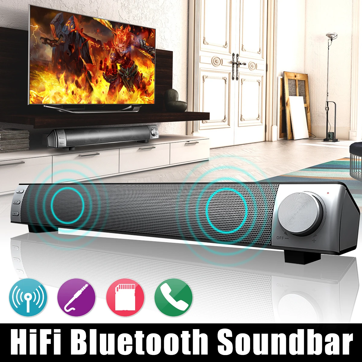 bluetooth Soundbar Speaker Subwoofer 10W Protable Wireless Audio 3D Stereo Music Surround TV Home Theater Bass AUX TF USB
bluetooth Soundbar Speaker Subwoofer 10W Protable Wireless Audio 3D Stereo Music Surround TV Home Theater Bass AUX TF USB